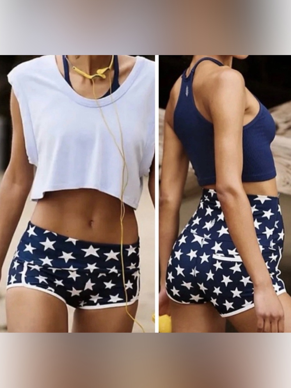 Free People Island Time Booty Shorts Stars Navy Blue White USA Patriotic S